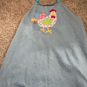 Blue Apron with Colorful Rooster Design